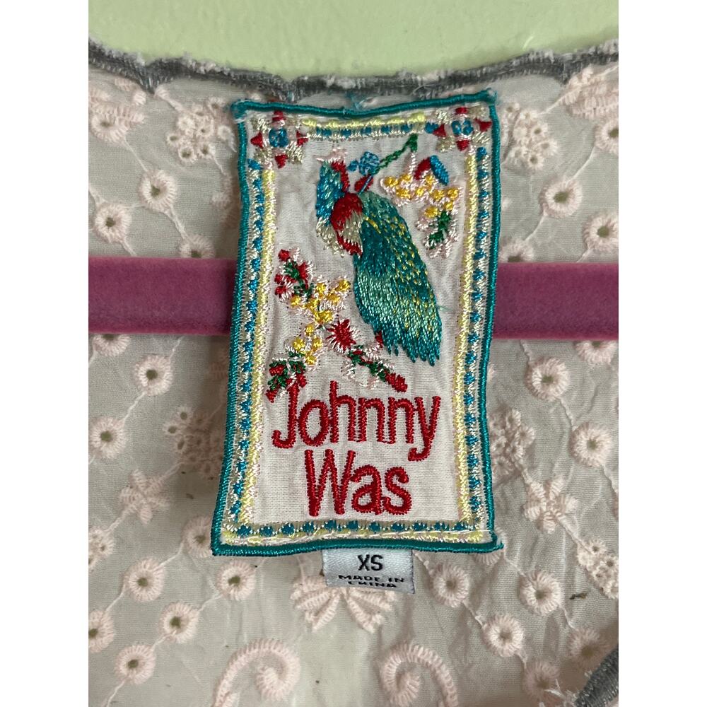 Johnny Was Lillian blouse pink sheer fabric, floral embroidery, eyelet, size XS - Picture 3 of 12
